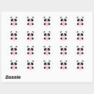 Pink Heart Panda Runder Aufkleber