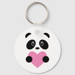 Pink Heart Panda Schlüsselanhänger