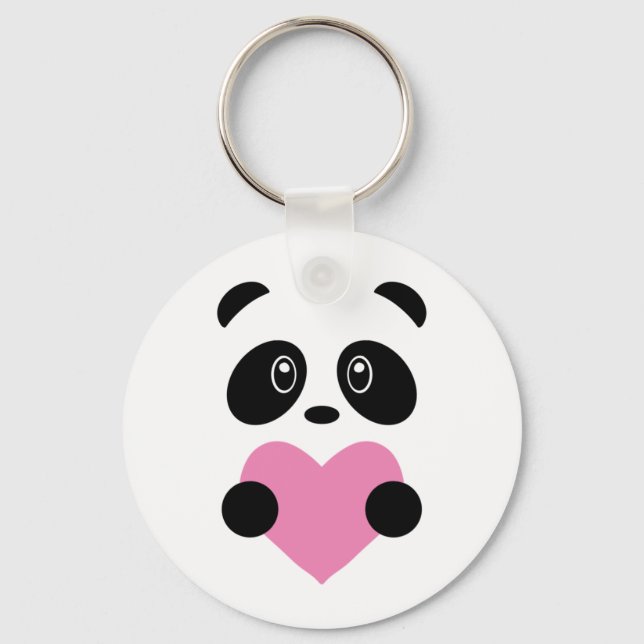 Pink Heart Panda Schlüsselanhänger (Vorderseite)