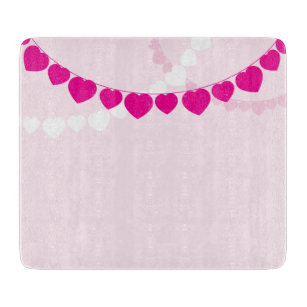 Pink Heart Party Glass Cutting Board 6"x7" Schneidebrett