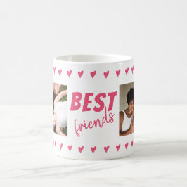 Pink Heart Pattern Best Friends 2 Foto Kaffeetasse