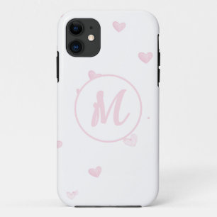 Pink Heart Pattern Girly Romantic Mit Monogramm Case-Mate iPhone Hülle