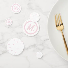 Pink Heart Pattern Girly Romantic Mit Monogramm Konfetti