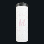 Pink Heart Pattern Girly Romantic Mit Monogramm Thermosbecher<br><div class="desc">Eine Reihe niedlicher,  kleiner rosa Herzen für dieses einfache und romantische Muster.</div>