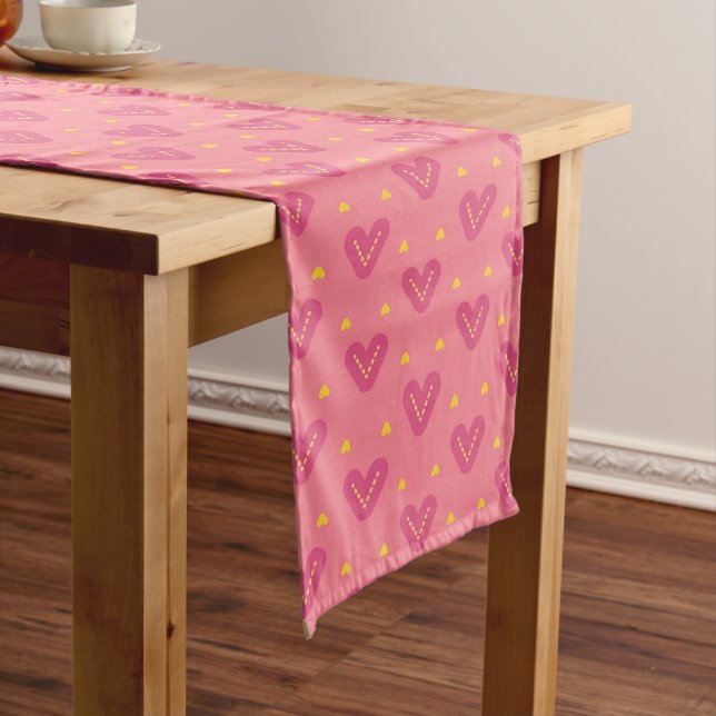 Pink Heart Pattern Table Runner Großer Tischläufer (Beispiel)