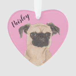 Pink Heart Personalisiert Brussels Griffon Dog Ornament