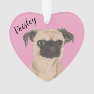 Pink Heart Personalisiert Brussels Griffon Dog Ornament