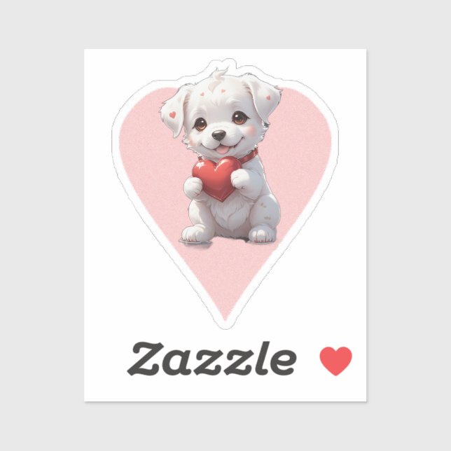 pink heart puppy aufkleber (Blatt)
