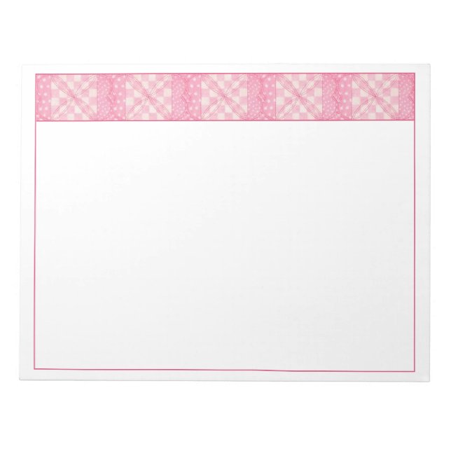 PINK HEART QUILT 11x8.5 Notepad Notizblock (Vorderseite)