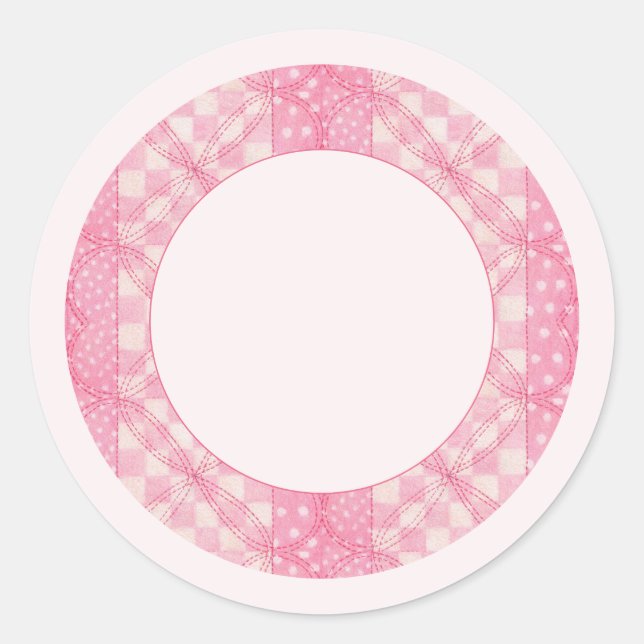 PINK HEART QUILT 1,5" Rundmatte Aufkleber / Rosa (Vorderseite)