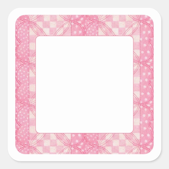 PINK HEART QUILT 1,5" Square Matt Stickers (Vorderseite)