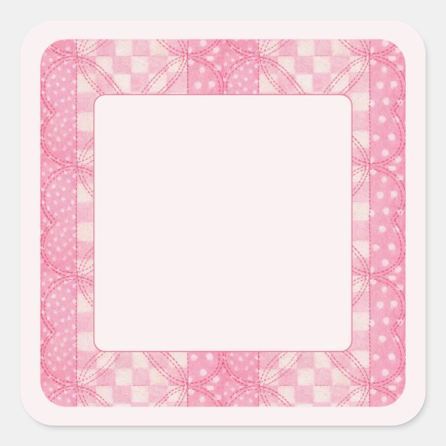 PINK HEART QUILT 1,5" Square Matte Stickers / Pink (Vorderseite)