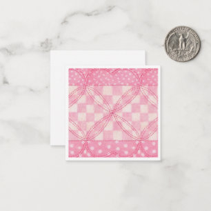 PINK HEART QUILT 2,5" Quadratische flache Karte