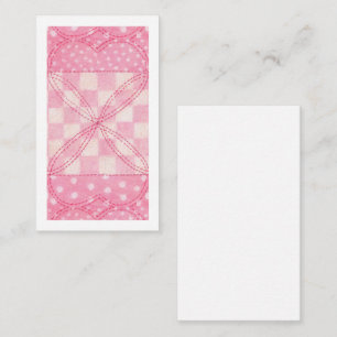 PINK HEART QUILT 3.5x2 Flachkarte / Vertikal Mitteilungskarte