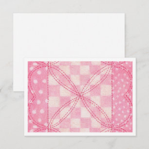 PINK HEART QUILT 3,5x5 Flachkarte / Horizontal Karte