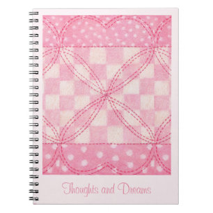 PINK HEART QUILT 6.5x8.75 Notebook + Text / Rosa Notizblock