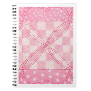 PINK HEART QUILT 6.5x8.75 Spiral Notebook Notizblock