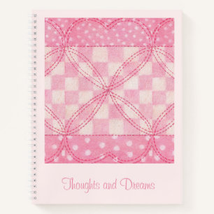 PINK HEART QUILT 8.5x11 Notebook + Text / Rosa Notizbuch