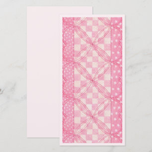PINK HEART QUILT 8x4 Flachkarte / Pink / Vertikal Karte