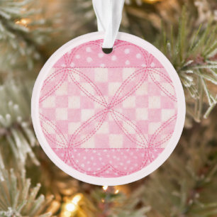 PINK HEART QUILT Akrylkreissornament / rosa Ornament