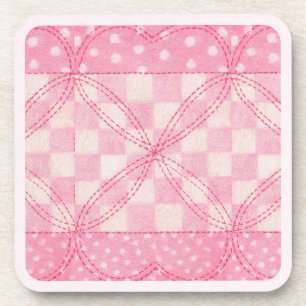 PINK HEART QUILT harte Kunststoff-Untersetzer / ro Getränkeuntersetzer