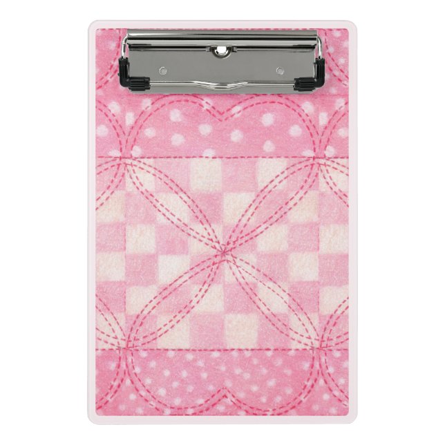 PINK HEART QUILT Minikletterwand / Pink Mini Klemmbrett (Vorderseite)