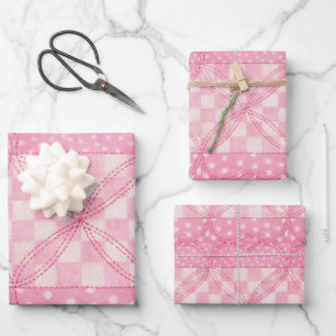 PINK HEART QUILT Papier à enveloppement plat