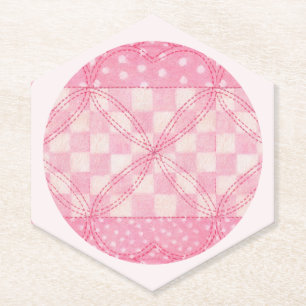 PINK HEART QUILT Spitz hexagonale Untersetzer / Ro