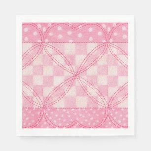 PINK HEART QUILT Standard Luncheon Papier Napkins Serviette