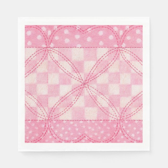 PINK HEART QUILT Standard Luncheon Papier Napkins Serviette (Vorderseite)
