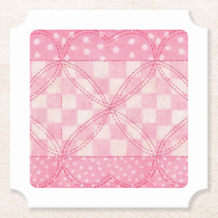 PINK HEART QUILT Ticket Papier Untersetzer