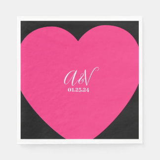 Pink Heart Script Paare Datum Hochzeit Serviette