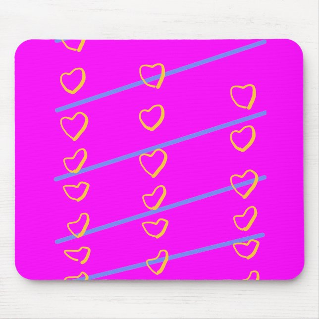 Pink Heart Scroll Mousepad (Vorne)