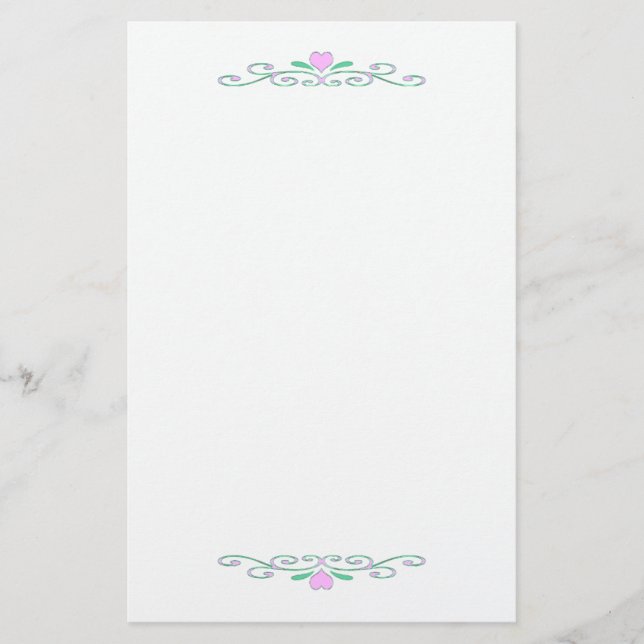 Pink Heart Scrolls Briefpapier (Vorderseite)