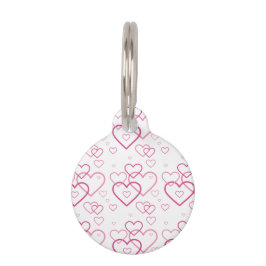 Pink Heart Shapes Muster mit Pet's Info Haustiermarke