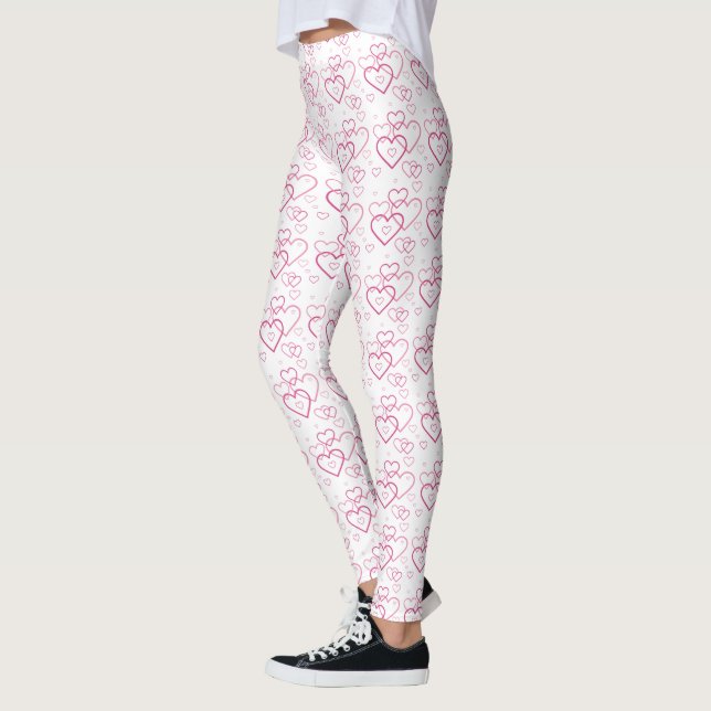 Pink Heart Shapes Pattern Leggings (Links)