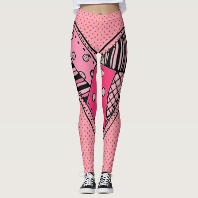 Pink Heart Stretch Pants - Junioren & Damen Größe Leggings (Vorderseite)