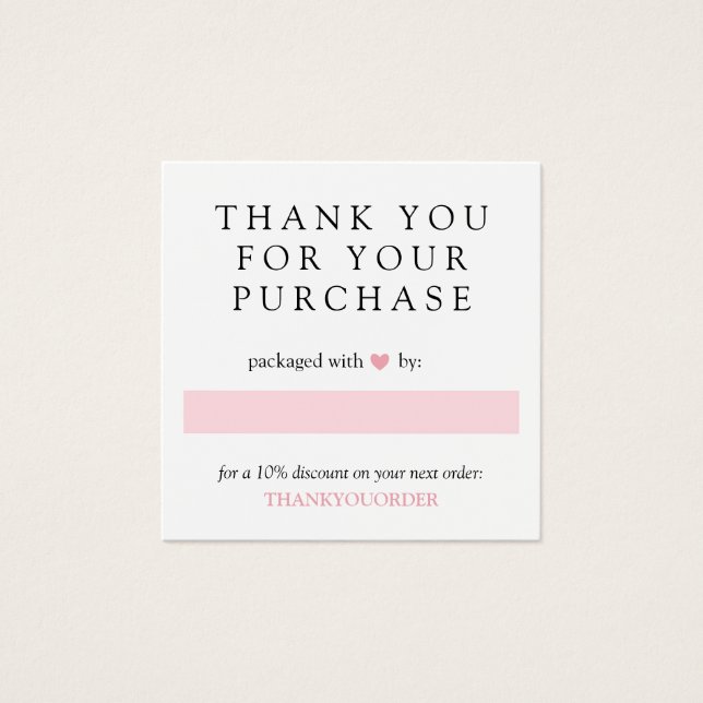 Pink Heart Thank You For Order (Vorderseite)