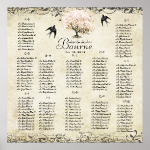 Pink Heart Tree- 100 bis 150 Gäste - alphabetisch Poster