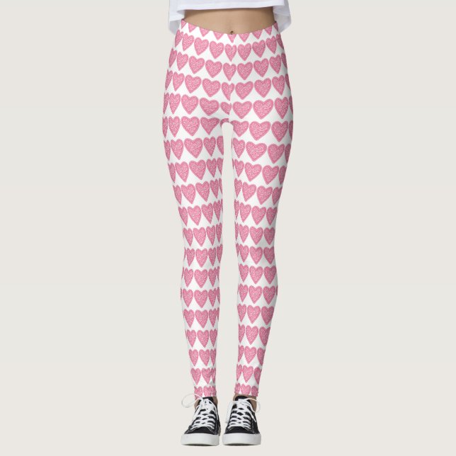 Pink Heart Valentine Leggings (Devant)