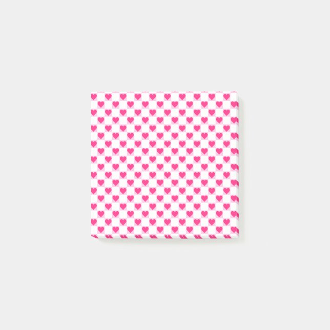 Pink Heart Valentine's Day Gift, Heart Pattern Post-it Klebezettel (Vorderseite)