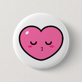 Pink Heart Waiting For a Kiss Button