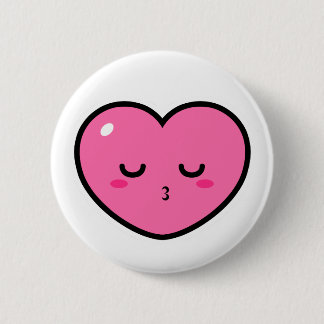 Pink Heart Waiting For a Kiss Button