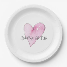 Pink Heart Watercolor Sweet 16 Birthday Name Sweet Pappteller