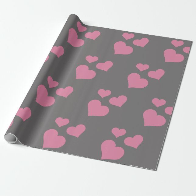Pink Heart Wrapping Paper Geschenkpapier (Ungerollt)