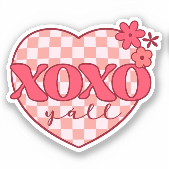 Pink Heart Xoxo Hugs und Kisses Aufkleber (Vorderseite)