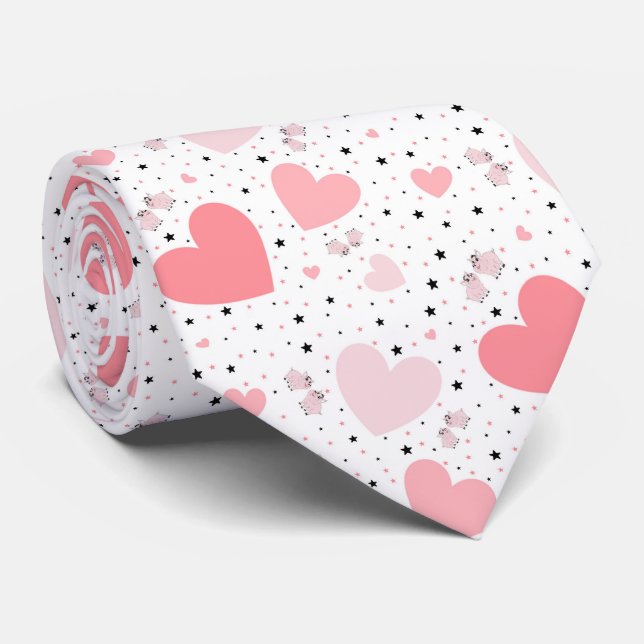 Pink hearts and piggy krawatte (Gerollt)