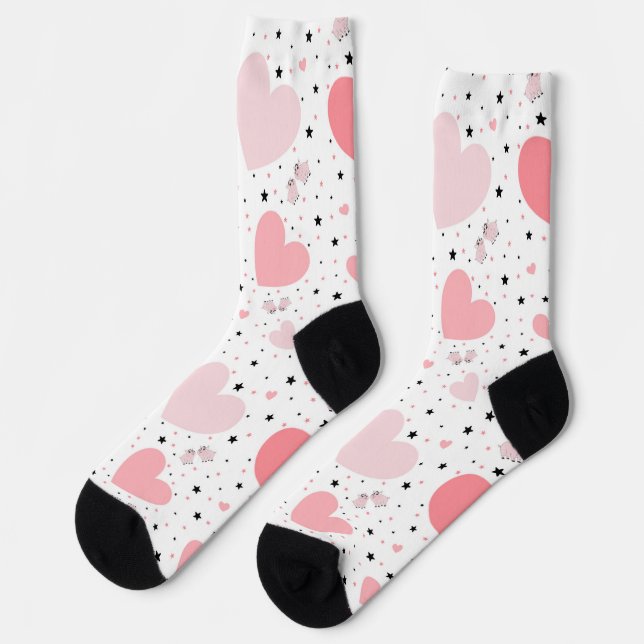 Pink hearts and piggy socken (Linkes Detail)