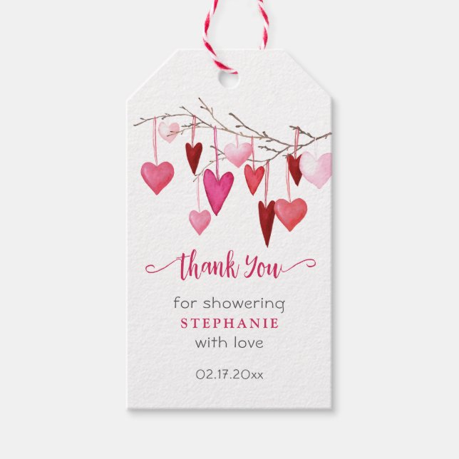 Pink Hearts Baby Dusche Vielen Dank Geschenkanhänger (Vorderseite)