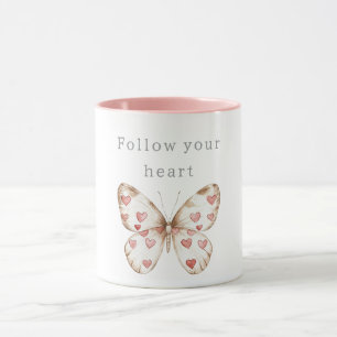 Pink Hearts Butterfly Tasse